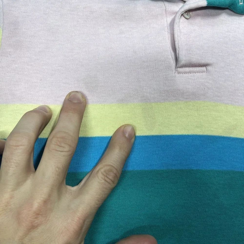 Ralph‎ Lauren Rugby Small Green Pink Blue Striped Made In USA READ!